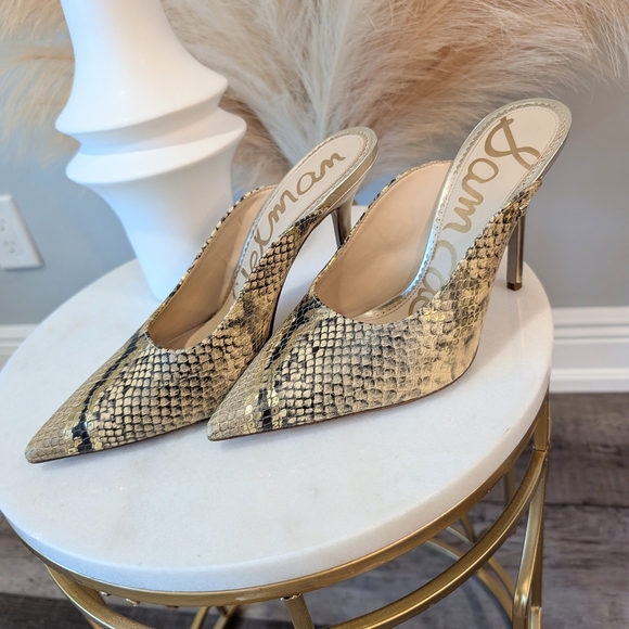 Sam Edelman Addilyn metallic Snakeskin Embossed Heels Sz. 6.5 - Picture 1 of 8